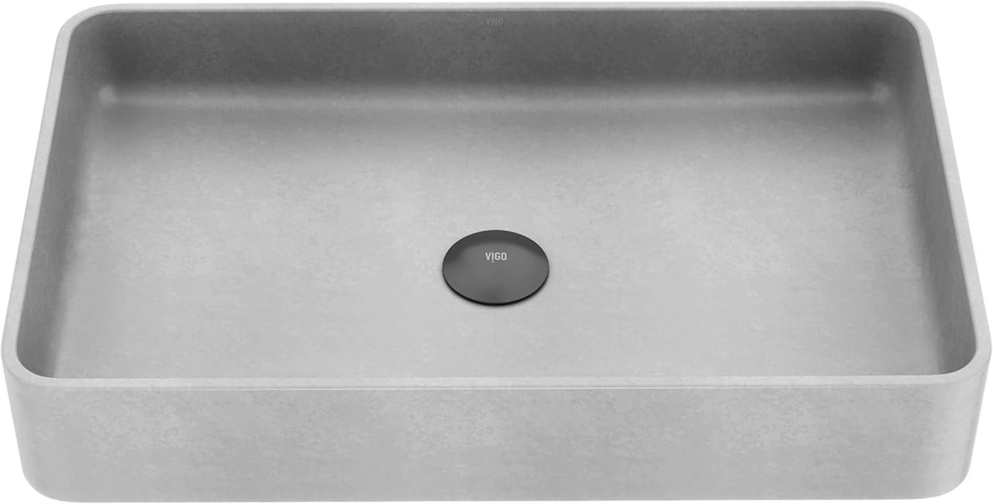 Pia de Concreto Retangular de Sobrepor para Banheiro Basilica Gothic 58,4 cm C x 35,5 cm L x 10,1 cm A em Cinza - VG04065