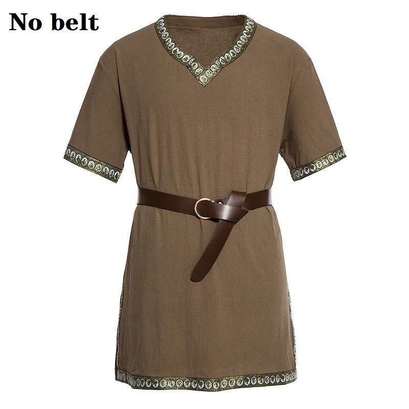 Knight Cosplay Medieval Costume Tunic Halloween Costumes for Men Adult Viking Pirate Disguise Fancy Clothing Carnival Shirts