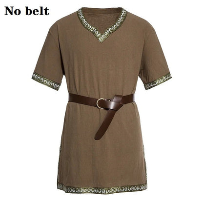 Knight Cosplay Medieval Costume Tunic Halloween Costumes for Men Adult Viking Pirate Disguise Fancy Clothing Carnival Shirts