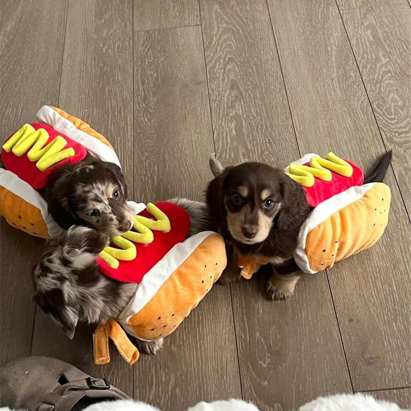 Fantasia Divertida de Cachorro de Halloween em Formato de Cachorro-Quente para Dachshund Salsicha Roupa Ajustável de Estimação Acessório para Vestir Gato Fantasia de Festa
