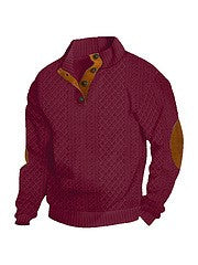 Men's European Size Jacquard Stand-Collar Long-Sleeve Hoodie - Outdoor Casual Knitwear