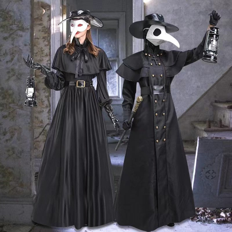 Medieval Robe Plague Doctor Cosplay Costume Bird Crow Long Mouth Mask Suit Monk Steampunk Priest Wizard Halloween Party Cloak