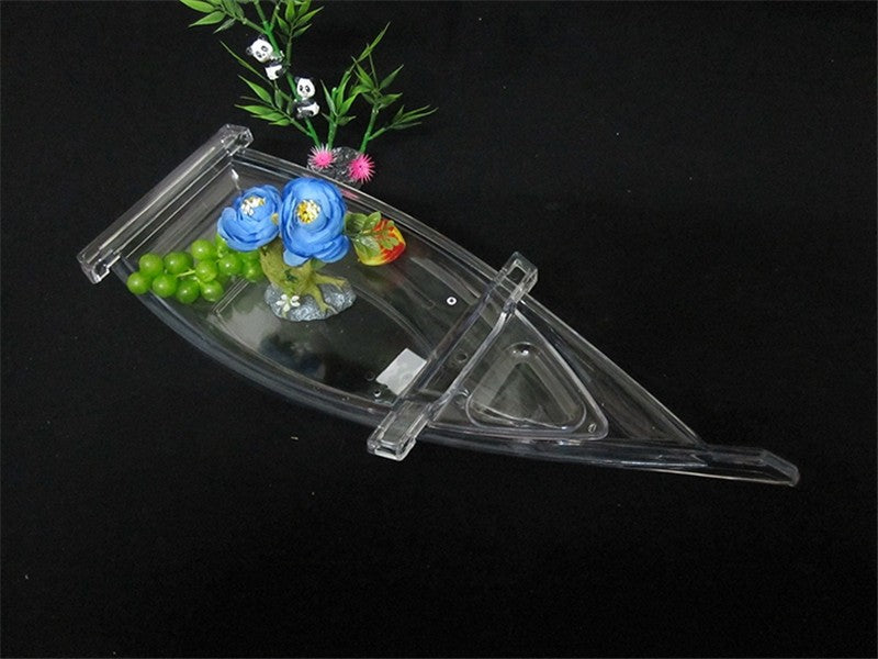Acrylic sushi boat transparent seafood boat cutlery dry ice boat Plastic sushi container decorate plate dish sushi acessorios