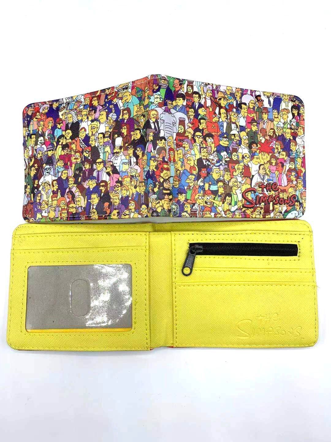 Carteira Dobrável Marvel Vingadores Os Simpsons Bonecos de Anime Masculina Infantil Porta-Cartões de Identidade com Prendedor de Dinheiro Bolsa de Presente de Desenhos Animados