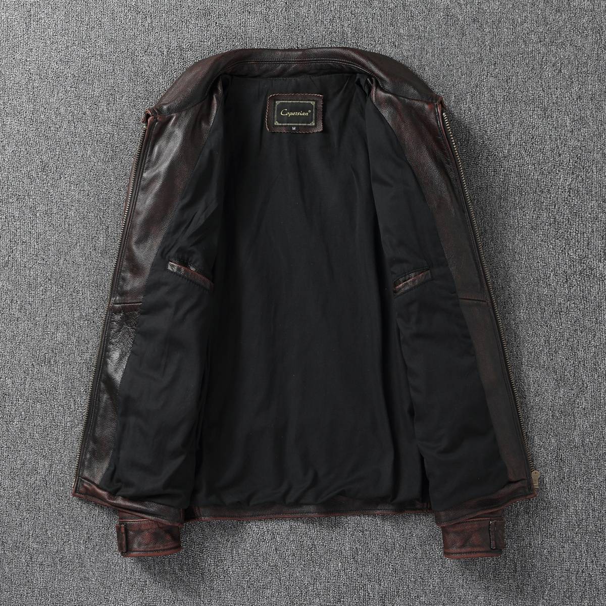 2025 New 1930s-Style Heavy Wash Leather Jacket for Men - Stone-Aged Vintage Distressed Full-Grain Cowhide Biker Coat