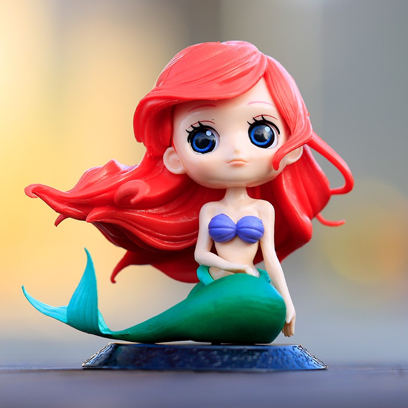 14-16cm Princesa Q Posket Branca de Neve Sereia Cinderela Bela Mulan Jasmine Sininho Aurora PVC Boneco de Ação Brinquedo Presentes para Crianças