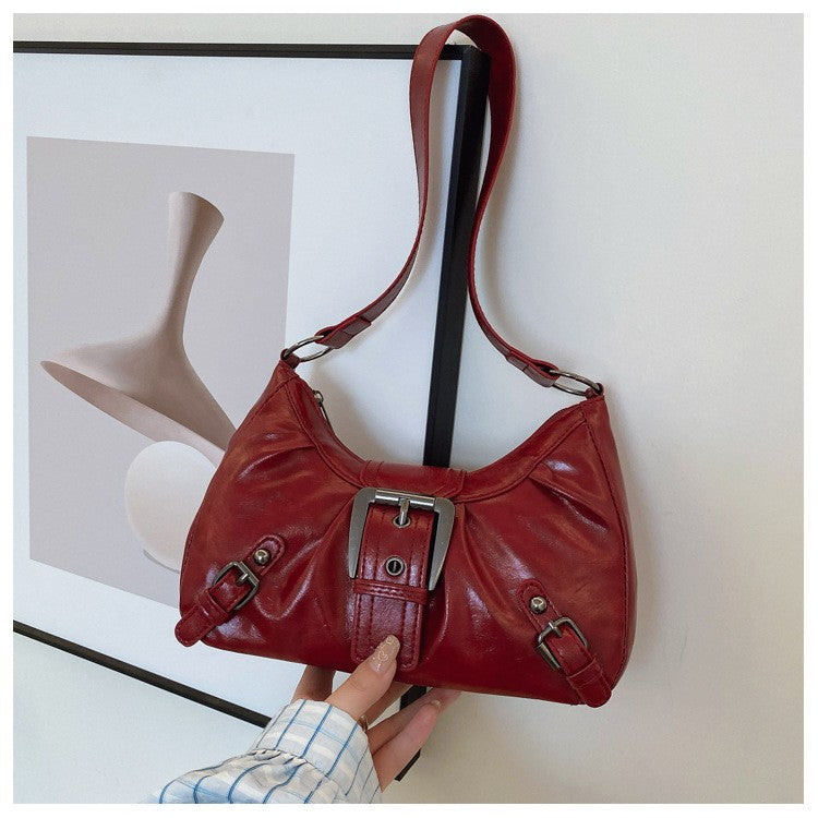 2025 Large Capacity Pleated New Retro Commuter Temperament Locomotive Do Old Style Underarm Shoulder Bag Women