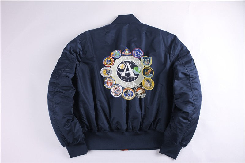 Winter bomber flight jacket vintage MA-1 APOLLO men coat streetwear warm varsity hip hop baseball letterman pilot us air force