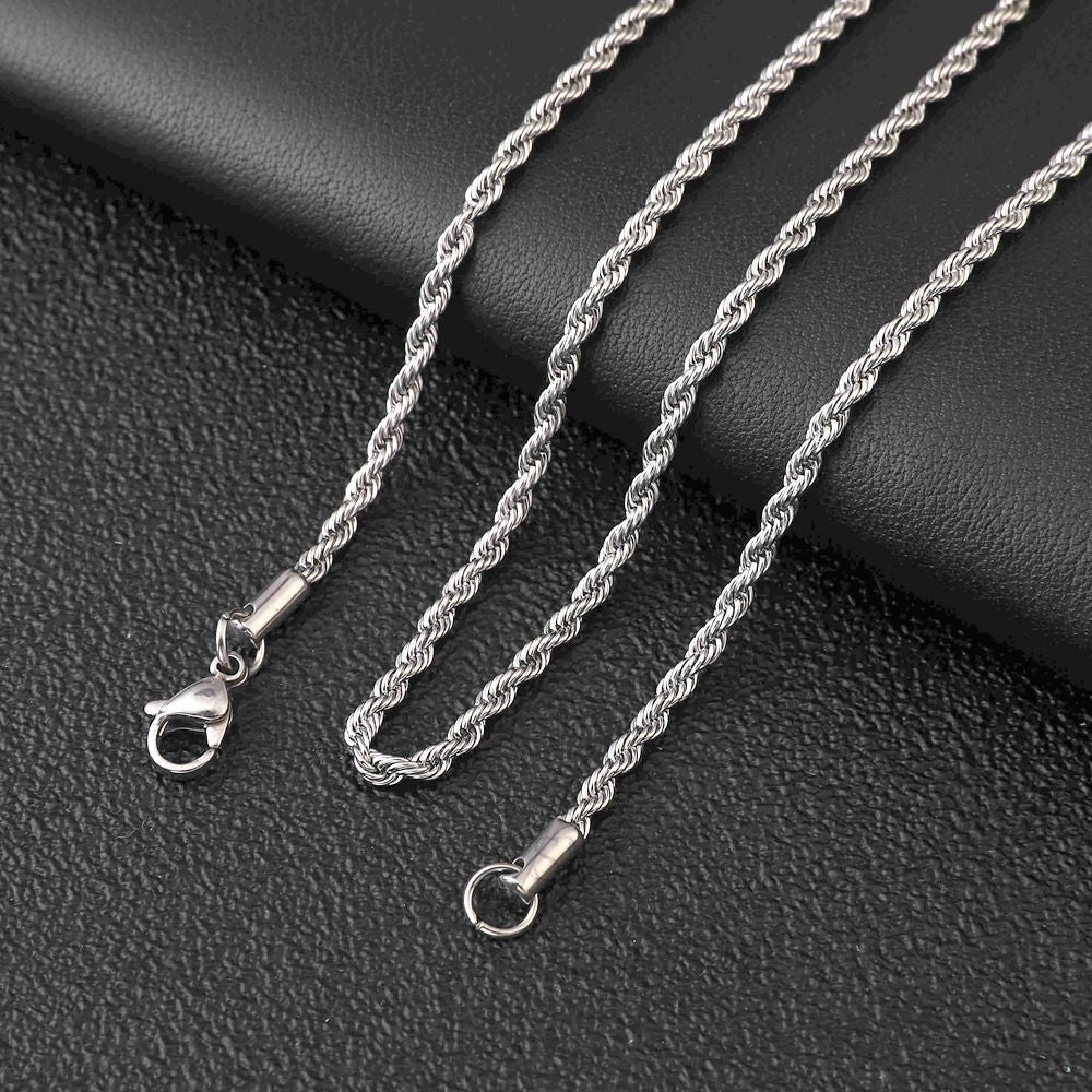 Colares de Corrente de Corda 2/3/4/5/6 MM para Homens Mulheres Elos Torcidos Sigapore Gargantilha Joia Básica Casual Punk Rock Aço Inoxidável