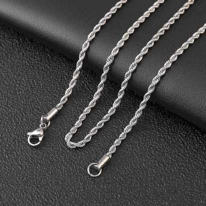 Colares de Corrente de Corda 2/3/4/5/6 MM para Homens Mulheres Elos Torcidos Sigapore Gargantilha Joia Básica Casual Punk Rock Aço Inoxidável