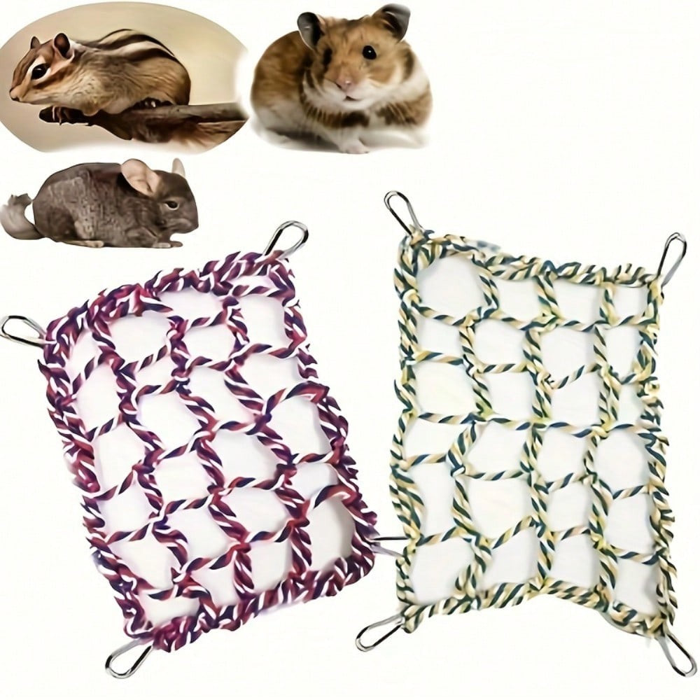 1 pç. Rede de Hamster para Animais de Estimação, Cama Trançada Resistente para Pequenos Pets, Papagaios, Porquinhos-da-Índia, Brinquedo Divertido para Pendurar e Dormir