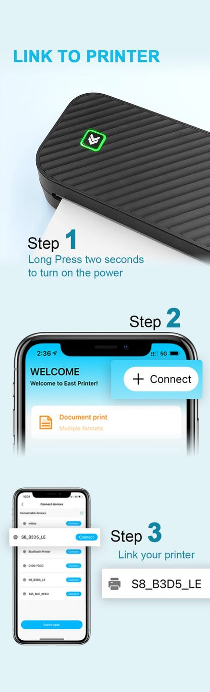 Impressora Térmica Portátil Sem Tinta A4 Bluetooth PDF Excel Word para Impressão de Documentos com Rolo de Papel para Trabalho de Escritório Casa Escola