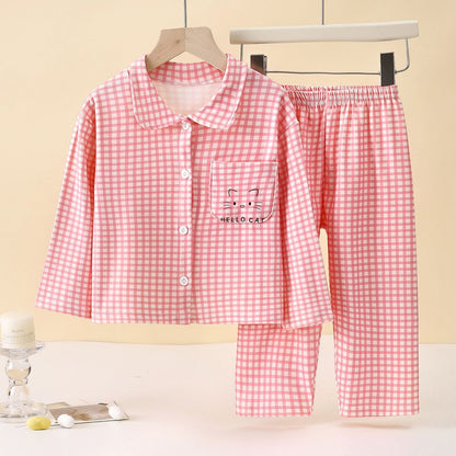 2025 Autumn New Kids Pajama Set Boys Cardigan and Girls Long Pants Homewear Baby and Children Clothing