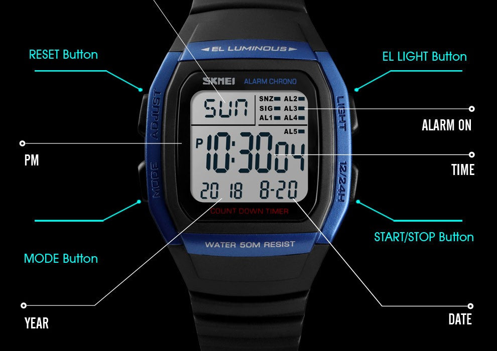 SKMEI Men Wristwatch Casual Outdoor Male Clock Luminous montre homme Digital Dual Time Sport Mens Watches 1251 2100 1278