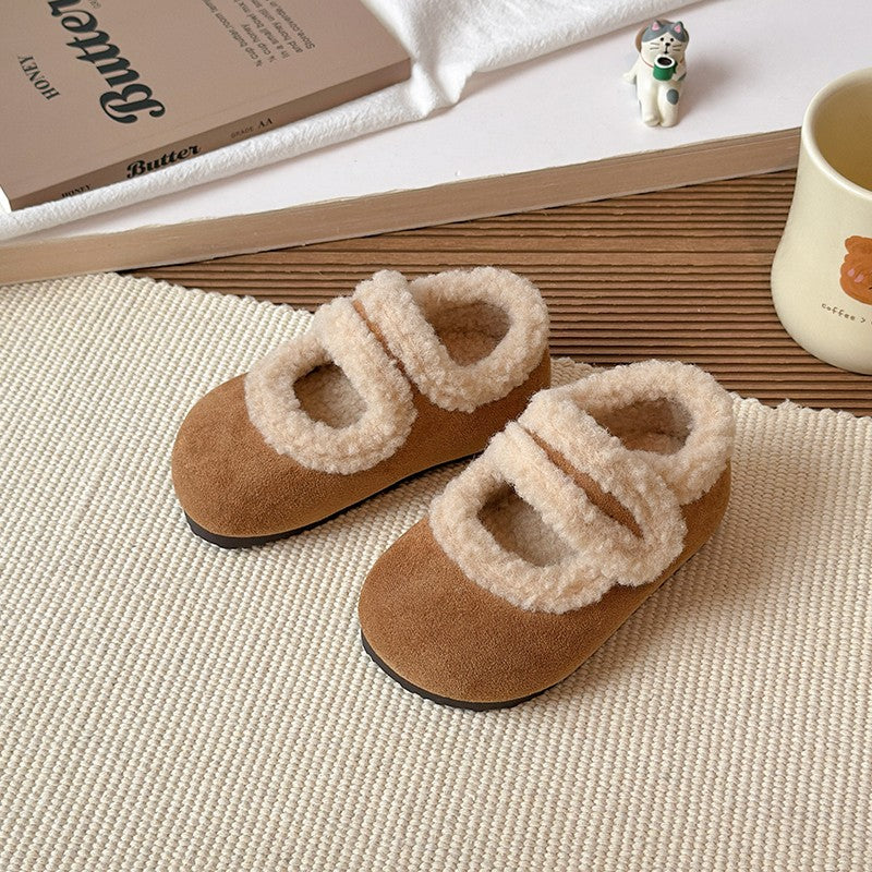 Children's Cotton Shoes 1-18 Years Old Beige Padded Thickened Boys Girls Walking Shoes Brown Soft Bottom Non-slip Kids Fur Shoes