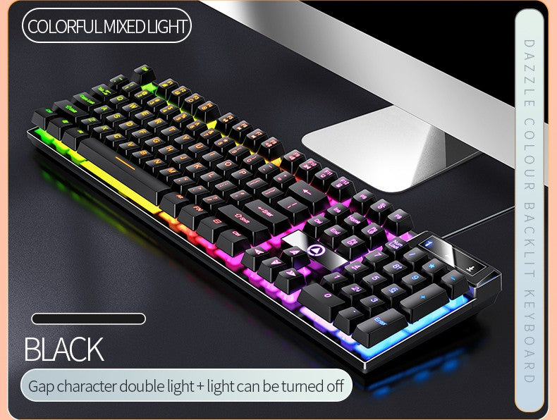 Teclado YINDIAO Gamer com Fio para Laptop Desktops PC Acessórios de Escritório Teclados Gamer de Perfil Baixo com Teclado Numérico