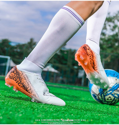 High-top Football Boots, Long Spikes Football Boots, Professional Firm Ground Non-Slipping Training Soccer Cleats for Big Boys