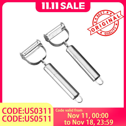 3-in-1 Stainless Steel Peeler - Multi-Function Vegetable Peeler, Julienne Slicer, Grater for Kitchen, Easy Grip Ergonomic Design