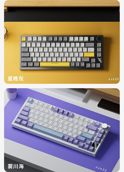 Teclado Mecânico Gamer AJAZZ AK820 Pro com Fio e Sem Fio, Tri-Modo, Retroiluminação RGB, Switches Hot-Swappable, Layout Compacto de 70%, PC/Mac