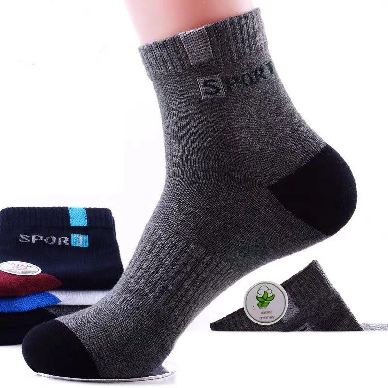 5 pairs of breathable cotton sports socks men's bamboo fiber spring, summer and autumn men's socks sweat deodorant business sock