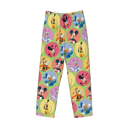 Custom Print Mickey Mouse Donald Duck Pajama Pants Men Sleep Sleepwear Bottoms with Pockets