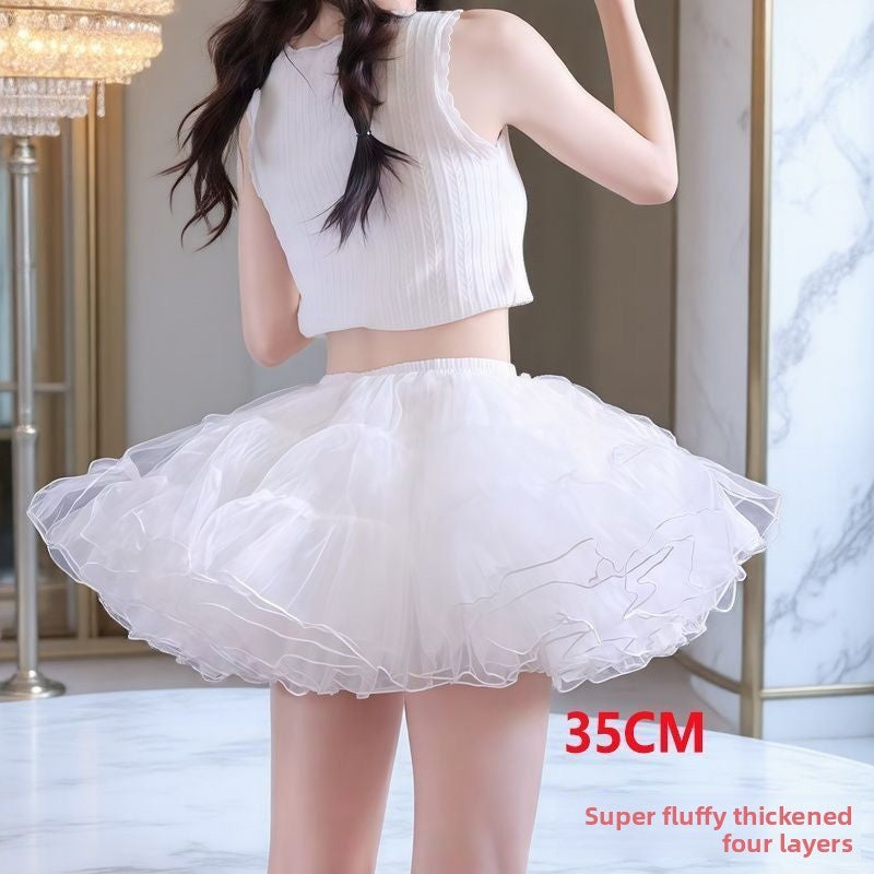 Boneless Ultra Poof Petticoat for Lolita - Wire-Free Soft Tulle Skirt Puffer, Flying Saucer Cut for Daily Cosplay & Maid Dresses