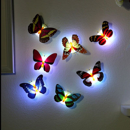 5 Pcs Butterfly Night Light Creative Funny Colorful Glowing Butterfly Light Stickable Flashing LED Lights House Decorative Wall