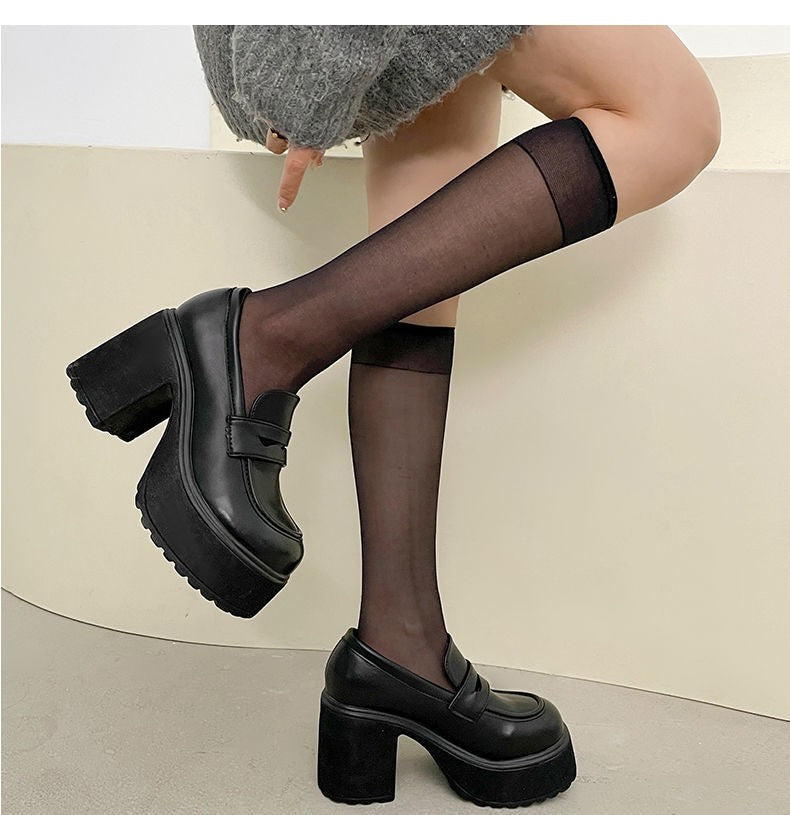 autumn Platform Mary Jane Shoes Ladies Hot Sale High Heels Loafers Women Shoes Retro Chunky Heels Pumps Woman Uniform College