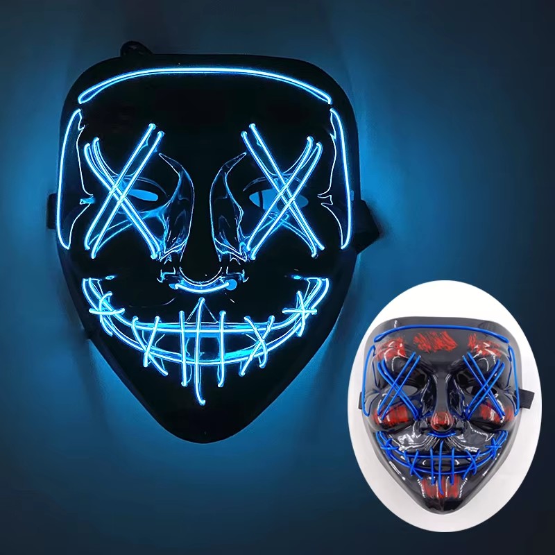 Wireless LED Purge Mask Halloween Horror Party Carnival Cosplay Costume Props Halloween Purge Masks 10 Colors LED Mask Men Women