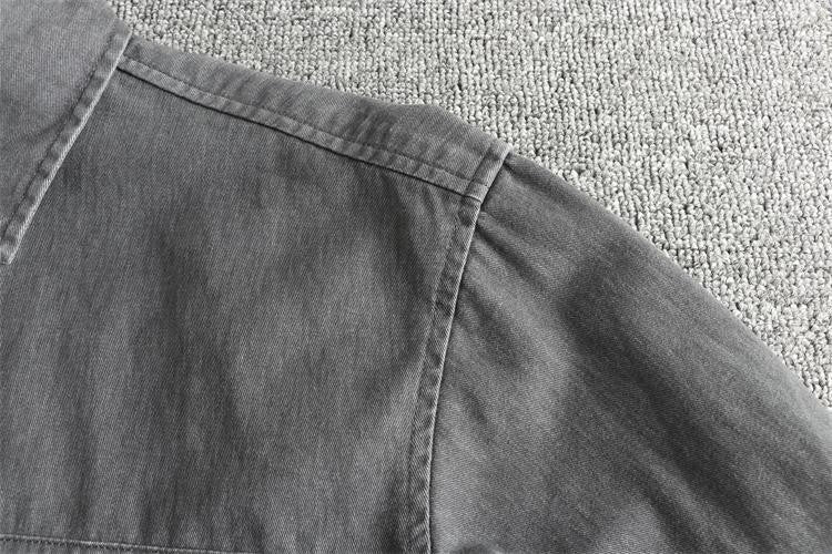Autumn New Japanese Retro Woven Twill Cargo Shirt Men's Amekaji 100% Cotton Washed Long Sleeve Double Pocket Casual Thin Coat