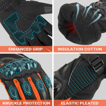 Luvas de motocicleta de inverno impermeáveis quentes masculinas dedo completo luvas de moto tela sensível ao toque para pilotagem de motocicleta