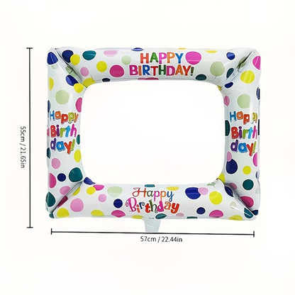 1pc 55.88 cm Photo Frame Foil Balloon with "Happy Birthday!" Written on It - Design - Perfect for Birthday Party Decorations And