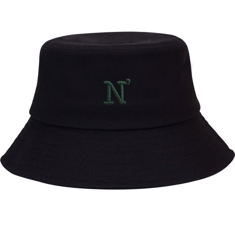 Chapéu Bucket de Algodão com Letra "N" para Homens e Mulheres Chapéu de Pescador Ajustável Estilo Simples Proteção Solar Suave Casual para o Dia a Dia ao Ar Livre Presente