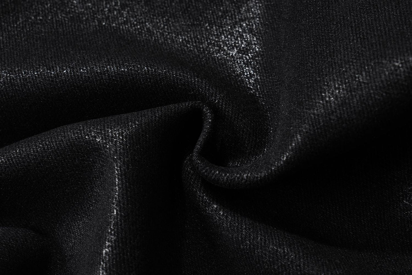 MIJKO Black Wax Leather Strecth Jeans for Men Women Baggy Flare Pants Oversized Straight Denim Trousers ZJ004