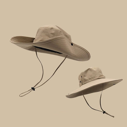 Womens Windproof Outdoor Sun Hat Summer UV Protection Bucket Safari Wide Brim Fisherman Cap Cowboy Men Fishing Hiking Beach Hats