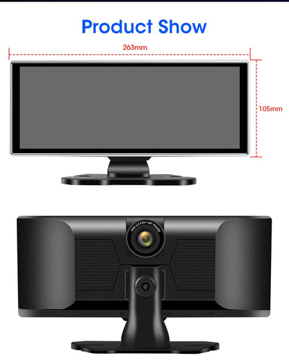 Câmera Veicular 10/11.26 polegadas 4K DVR Automotivo Sem Fio Carplay & Android Auto GPS Navegação Gravador de Vídeo Painel Dupla Lente Wifi FM AUX