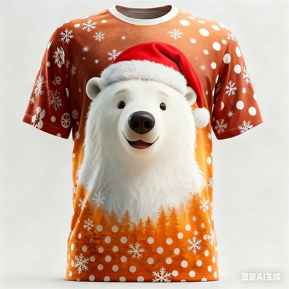 Christmas Men's T-shirt Animal 3D pattern printed Men's women's round neck T-shirt quick-dry t shirt for man Unisex y2k clothing
