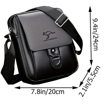 Men's Multi-Color Leather Crossbody Bag, Versatile Casual, Multi-Compartment, Daily Commuting, Stylish & Practical