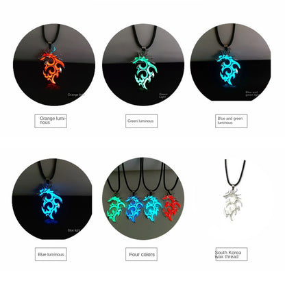 Colar Pingente Dragão Que Brilha No Escuro Amuleto Dragão Luminoso De Pedra Da Lua Presente De Colar Que Brilha No Escuro Vintage Punk Para Homens E Meninos