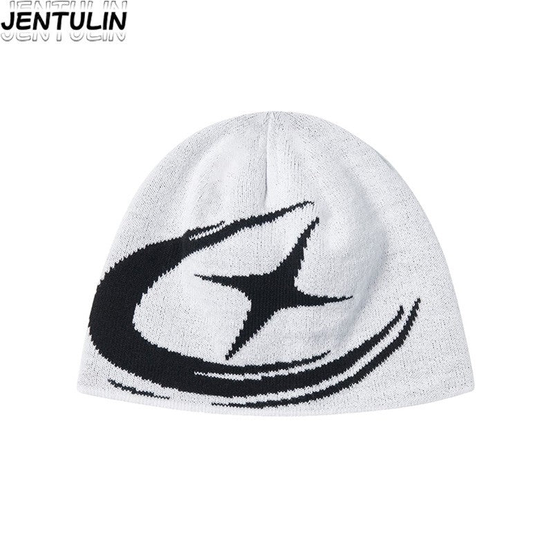 Y2K Harajuku Street Boomerang Satr pattern Beanies Autumn Unisex Warm Knitted Hat Hot Girl Outdoor Casual Man Hip Hop Caps