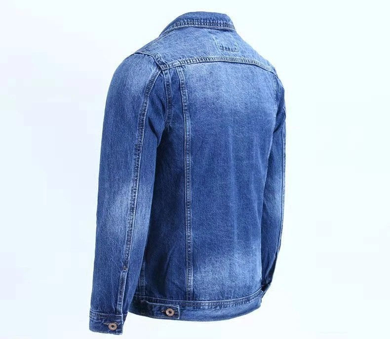 Blue Male Jean Coats Button Pocket Men's Denim Jacket Autumn Cowboy G Winter Oversize Branded Size L Outwear Clothing New in Y2k