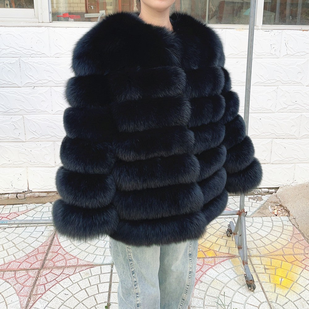 QUEENTINA Fox Fur 70cm Coat Real Winter Women'S New Fashion Furry 2025 Leather And Skin White Natural New In Coats & Jackets