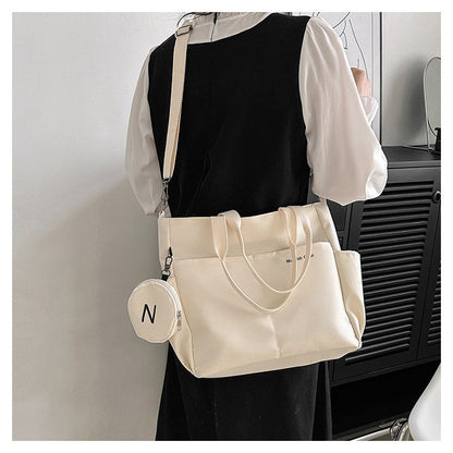 Minimalist Nylon Tote Bag, Oxford Waterproof Handbag Shoulder Crossbody Bag with Pocket, Effortless Style for Women Daily Errand
