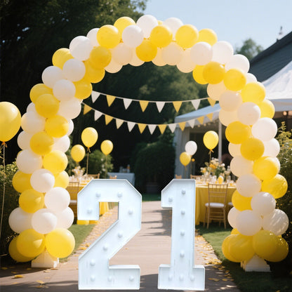 1/2 Pc 73cm/28.7inch Light Up Digital Marquee Frame White Lights KT Board Number 0-9 KT Board With Bracket Party Decorative