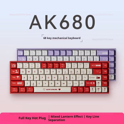 AK680 Mechanical Gaming Keyboard Wired Hot Swap 68 Keys Ergonomic E-Sport Office Type-C Laptop Accessory Gamers and Professional