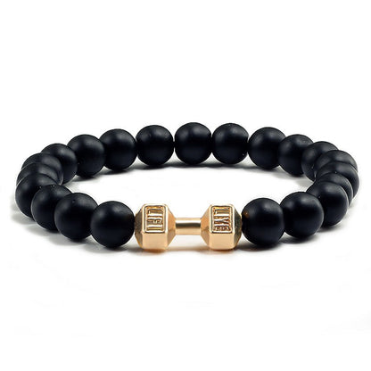Pulseira Feminina/Masculina Ajustável Desgastada Preta, com Contas, Haltere, Joias de Yoga, Braceletes Originais