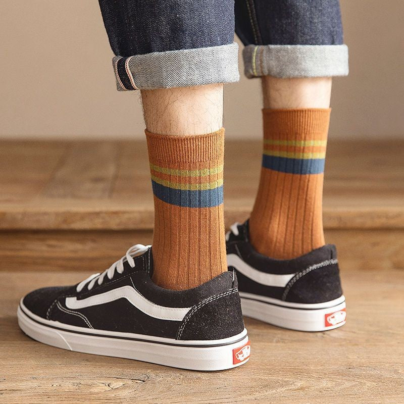 10 Pair Men's Striped Socks Spring Fashion Casual Socks High Quality Harajuku Retro Socks Man