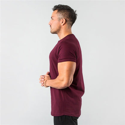 Men's Summer Skinny Casual T-Shirt Short Sleeve Tee Male Gym Fitness Sport Cotton Tops Man Running Workouts Sweatshirt Clothing