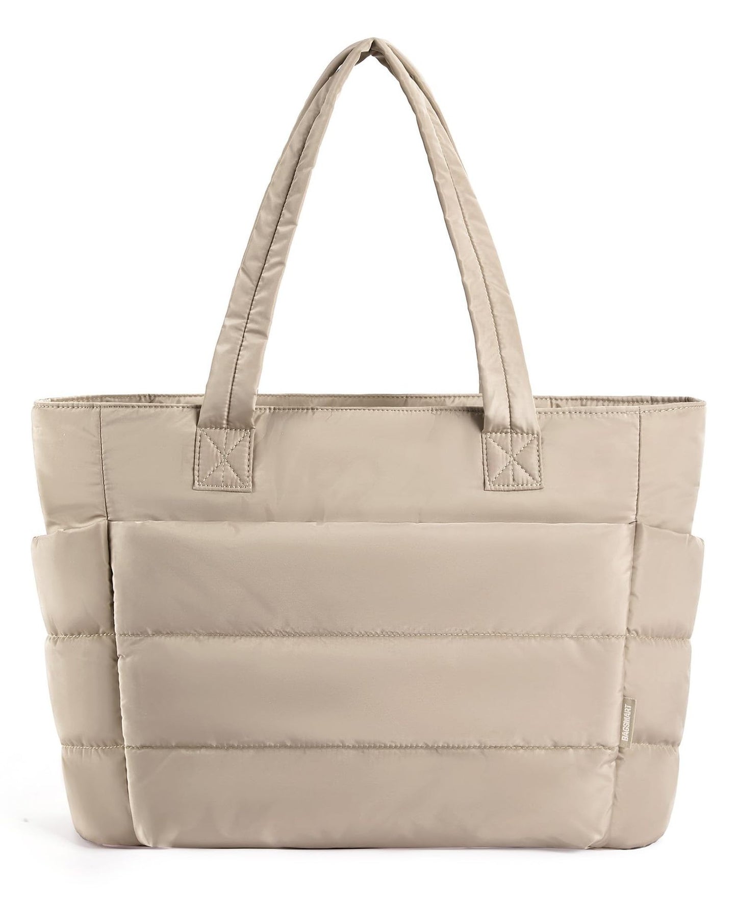 Quilted Large Capacity Tote Bag for Women Durable Fabric with Zipper Closure & Wrist Strap, Spacious Gym Beach Work Travel Bag