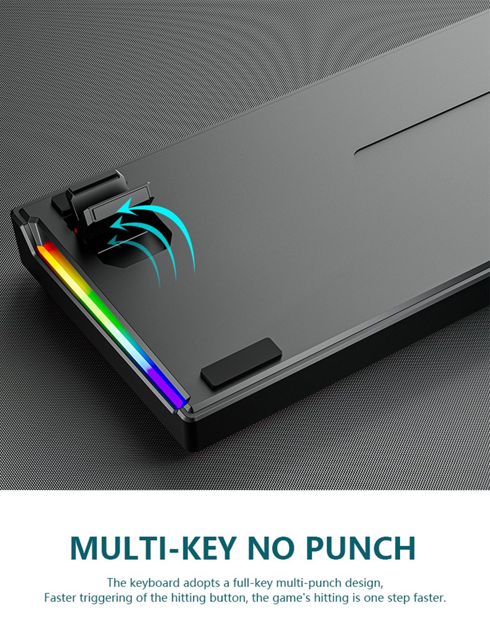 K620 Mini Teclado Mecânico para Jogos 61 Teclas RGB Hotswap Teclado para Jogos com Fio Tipo-C Teclas PBT Teclados Ergonômicos 60%